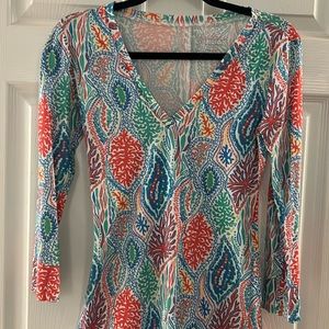 Lilly Pulitzer XXS 3/4 sleeve v-neck 100% Pima  cotton dress